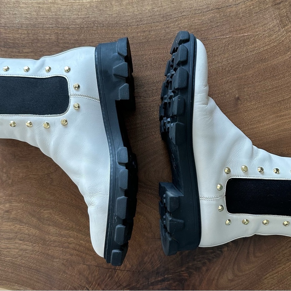 Michael Kors White and Black Combat Boots